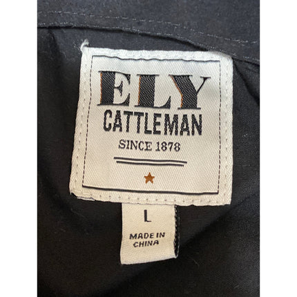 Ely Cattleman Men's Black Short Sleeve Chest Pocket Button Down Shirt Top Size L