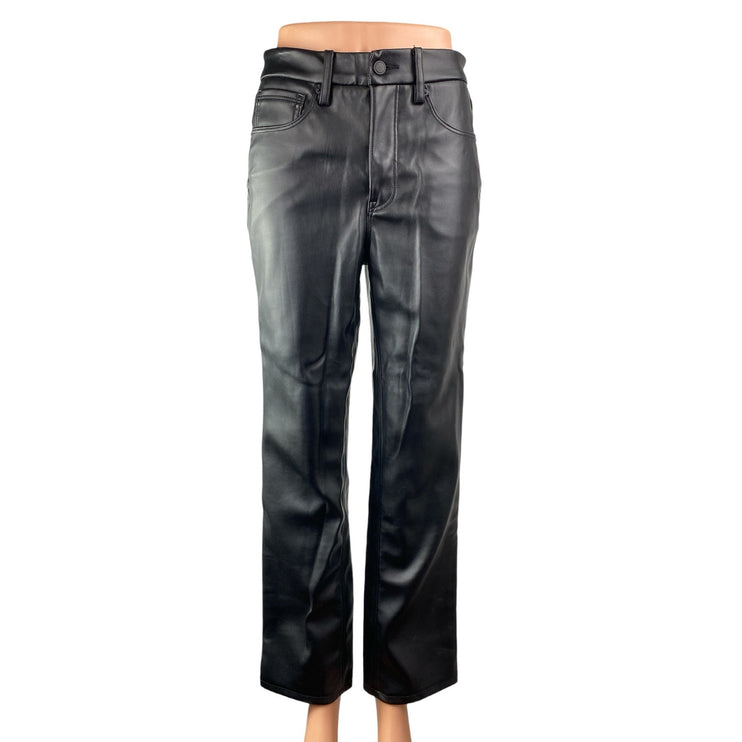 Good American Women's Black High Rise Faux Leather Vegan Trousers Pants Size 4