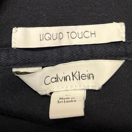 Calvin Klein Liquid Touch Blue 1/4 Zip Long Sleeve High Neck Shirt Sweater Top M