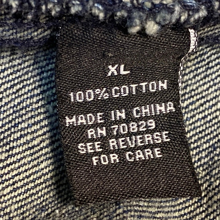 Carbon Men's Blue Long Sleeve Button Down Trucker Denim Jean Jacket Size XL