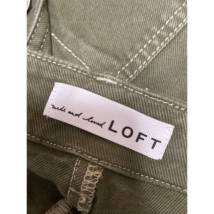 Made and Loved LOFT Green Button Fly Flared Bootcut Bell Bottom Denim Jeans Sz 8