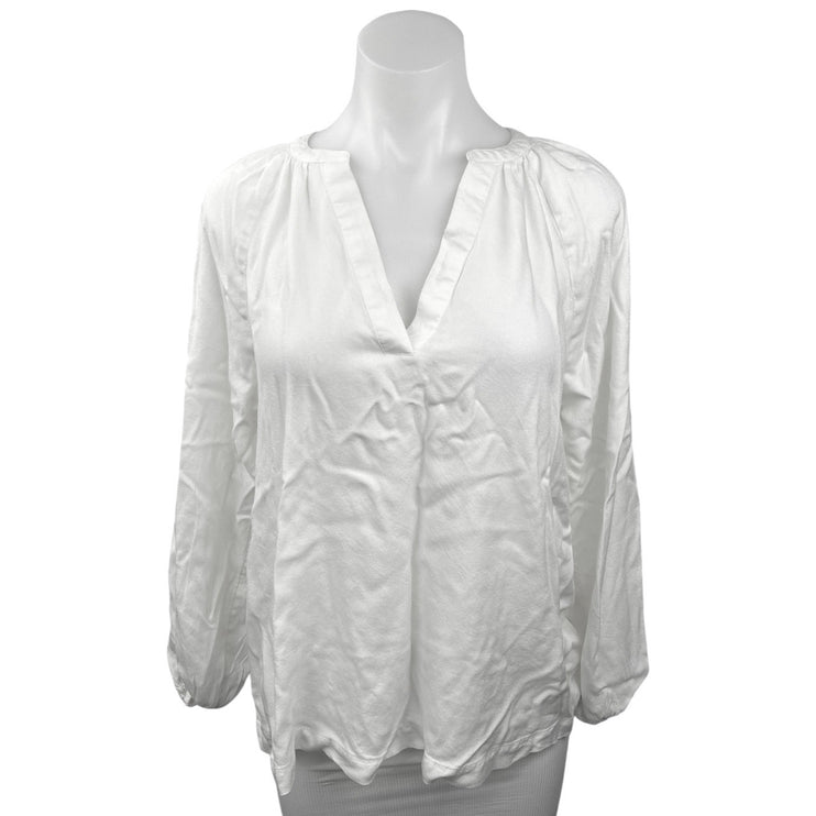 Old Navy White V Neck Long Sleeve Relaxed Fit Casual Pullover Blouse Top Size M