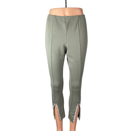 MNG Mango Women's Green Slit High Rise Cropped Skinny Trousers Pants Size M