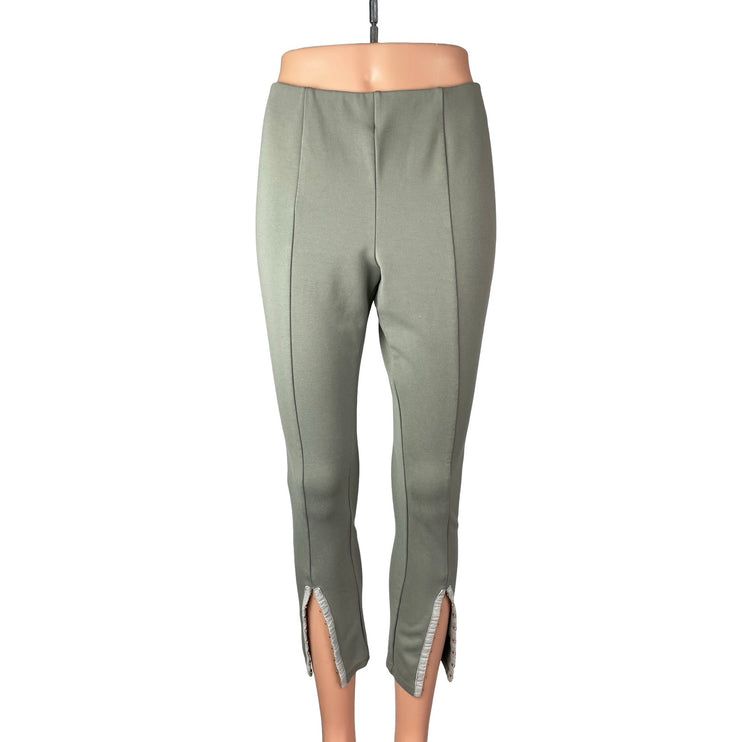 MNG Mango Women's Green Slit High Rise Cropped Skinny Trousers Pants Size M