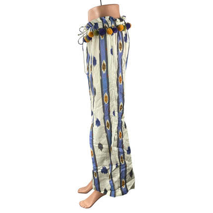 Anthropologie x Ollari Pom Pom Women's Boho Palazzo Wide Leg Trousers Pants Sz S