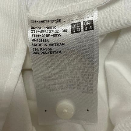 Uniqlo Women White Short Sleeve Minimalist Collared Button Down Shirt Top Size M