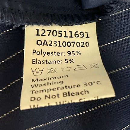 Commense Women's Navy Blue Pinstriped High Rise Wide Leg Trousers Pants Size M