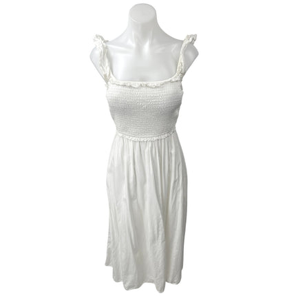 Aritzia Wilfred White Sleeveless Smocked Cami Camisole Midi A Line Tank Dress S
