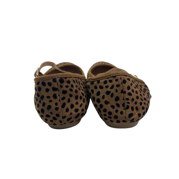 Isaac Mizrahi Brown Leopard Slip On Almond Toe Ballet Mary Jane Flats Shoes 7.5