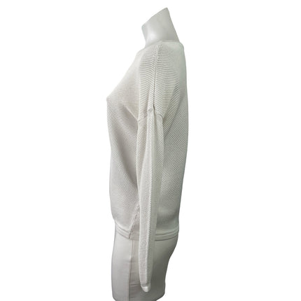 Vince Women's White Open Knit Dolman Long Sleeve Pullover Sweater Top Size XS