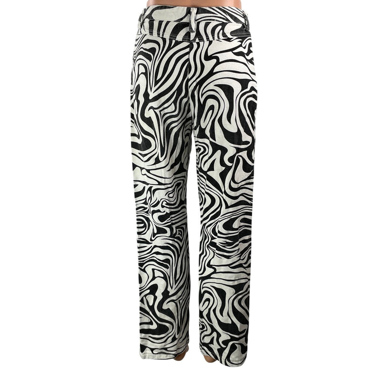 Love + Harmony Womens Black Marble High Rise Straight Relaxed Denim Jeans Size S