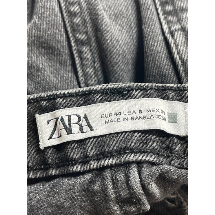 Zara Women's Black High Waisted Frayed Raw Hem Cut Off Denim Jeans Shorts Size 8