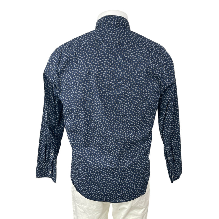 J.Crew Flex Men's Blue Floral Slim Untucked Long Sleeve Button Down Shirt Top M