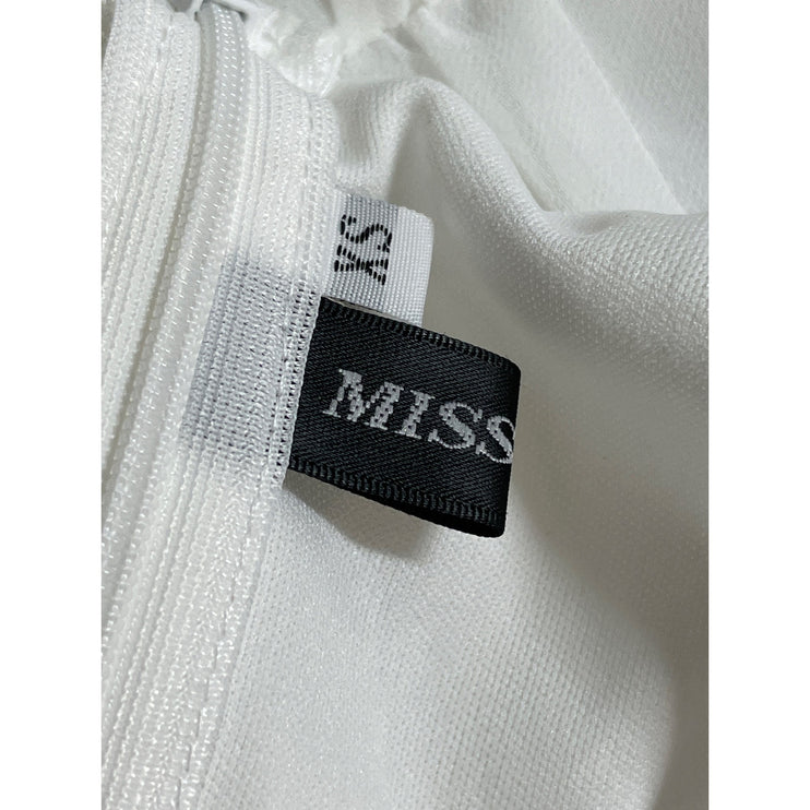 Miss Ord Women's White Deep V Neck Long Sleeve Tiered Mini Flare A-Line Dress XS