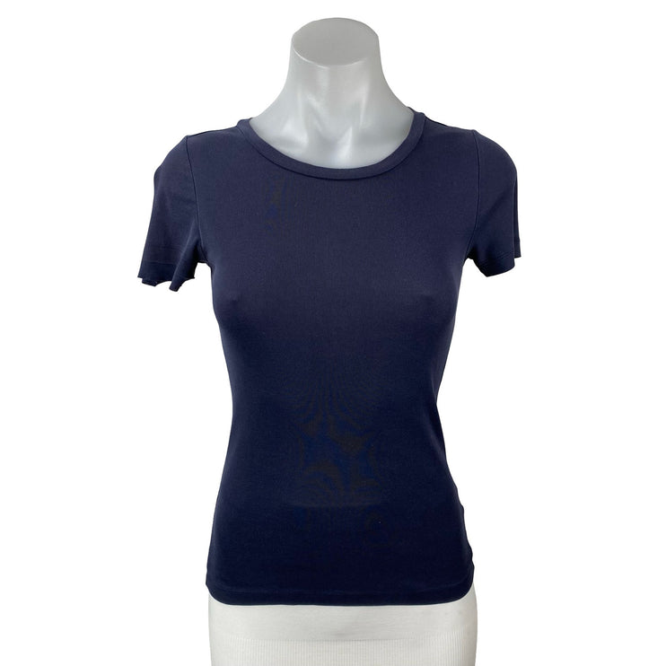 J.Crew Women's Navy Blue Fitted Cotton Short Sleeve Knit T Shirt Tee Top Size XS