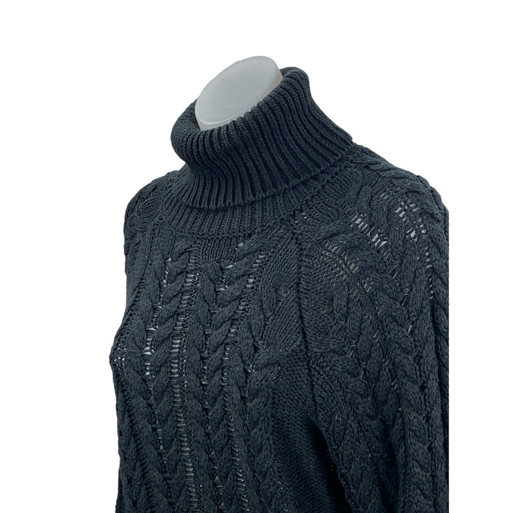 Missguided Women's Black Cable Knit Turtleneck Long Sleeve Sweater Top Size 2