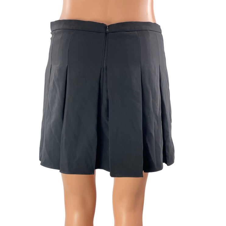 Amanda Uprichard Rizzo Black High Waist Buckle Pleated Mini Short Skirt Skort M