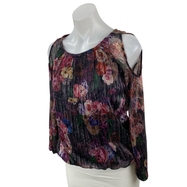 INC International Concepts Multicolor Floral Cold Shoulder Peasant Blouse Top XS