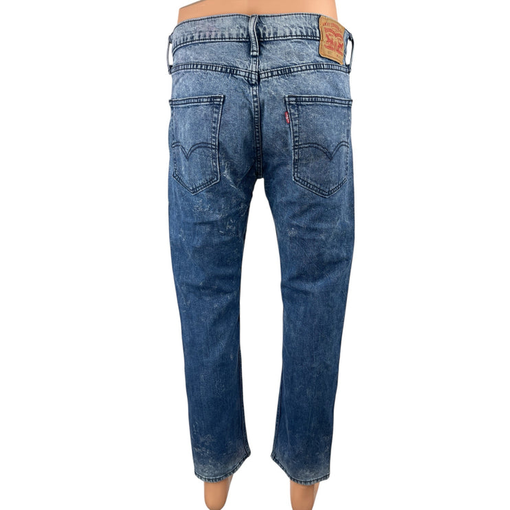 Levi's 502 Men's Blue Acid Wash High Waist Slim Straight Denim Jeans Pants Sz 33