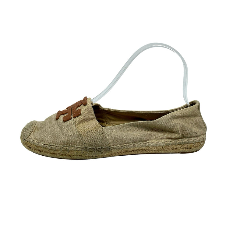 Tory Burch Weston Womens Canvas Logo Round Toe Slip On Espadrilles Flats Shoes 7