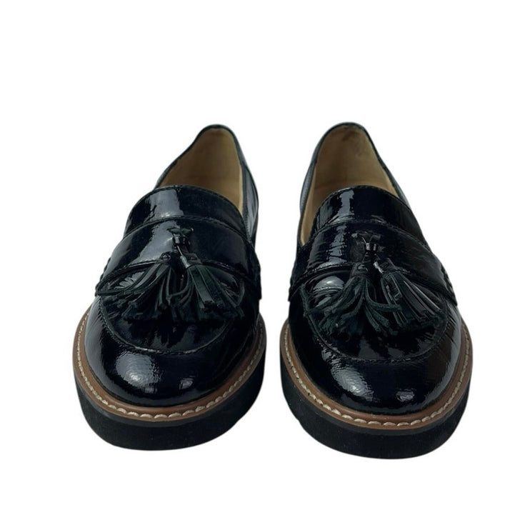 Naturalizer August Womens Black Patent Leather Tassels Slip On Loafers Shoes 8.5