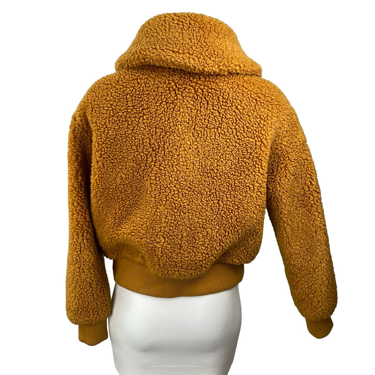 Aritzia Wilfred Free Teddy Brown High Neck Long Sleeve Bomber Coat Jacket Sz XXS
