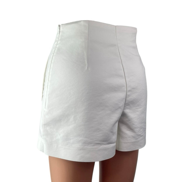 Zara Women's White High Waisted Side Zipper Wide Leg Casual Mini Shorts Size XS