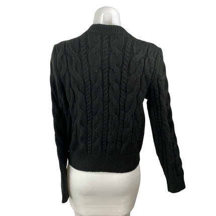 Ann Taylor LOFT Black Cable Knit Long Sleeve Button Down Cardigan Sweater Top S