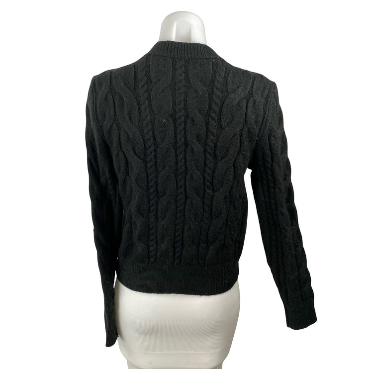 Ann Taylor LOFT Black Cable Knit Long Sleeve Button Down Cardigan Sweater Top S
