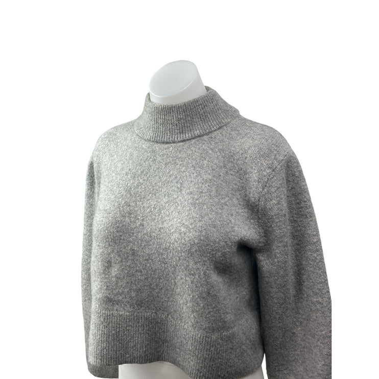 J.Crew Gray Alpaca Wool Mock Neck Long Sleeve Crop Sweatshirt Sweater Top Sz XXS