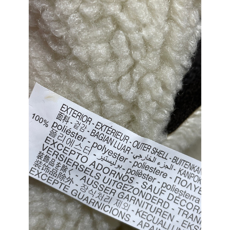 Stradivarius Women's Brown Fleece Sherpa Hoodie Full Zip Faux Leather Jacket L