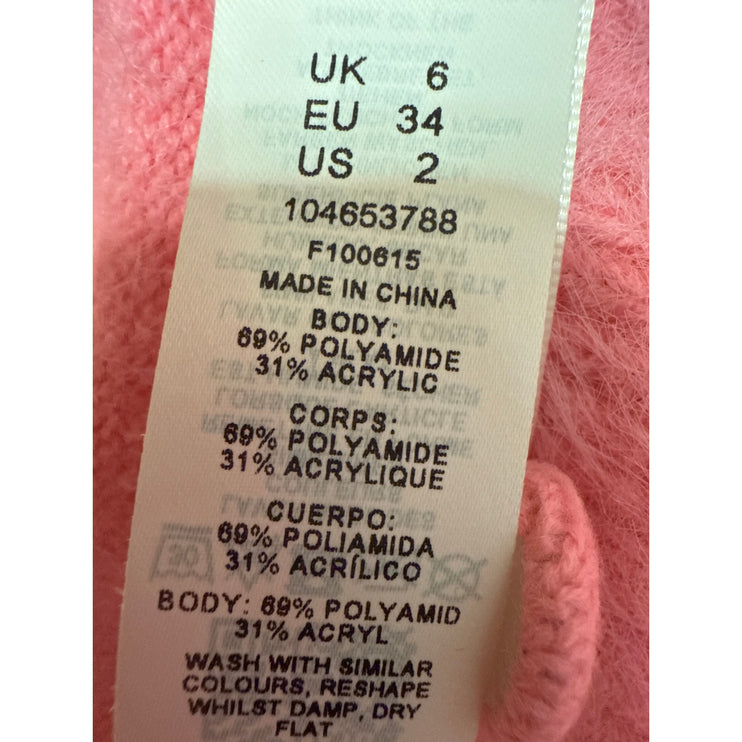 ASOS Pink Fleece Cardigan Short Sleeve T Shirt Shorts Sweater 3 Piece Set Size 2