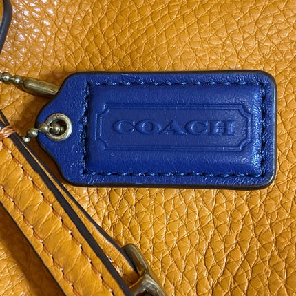 Coach Park Yellow Pebble Leather Pocket Turnlock Zip Purse Clutch Wristlet OS