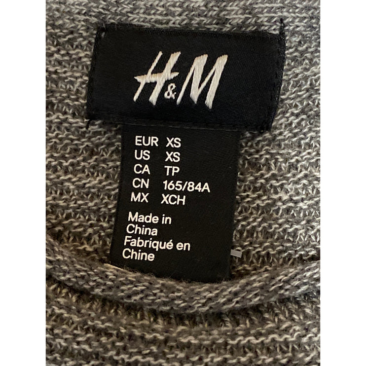H&M Men's Gray Crew Neck Long Sleeve Knit T Shirt Tee Basic Sweater Top Size XS