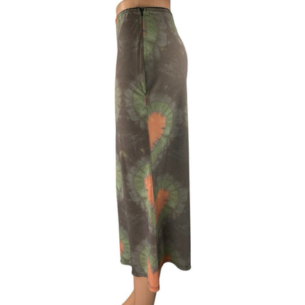 Omighty Women's Multicolor Heart Tie Dye High Waisted Midi Slip Skirt Size S