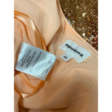 Superdown Sonya Rose Gold Sequin High Waisted Surplice Faux Wrap Mini Skirt XS