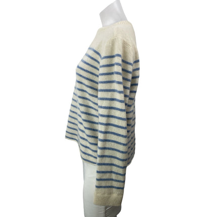 Reformation Women's Cream Blue Cashmere Long Sleeves Striped Sweater Top Size S