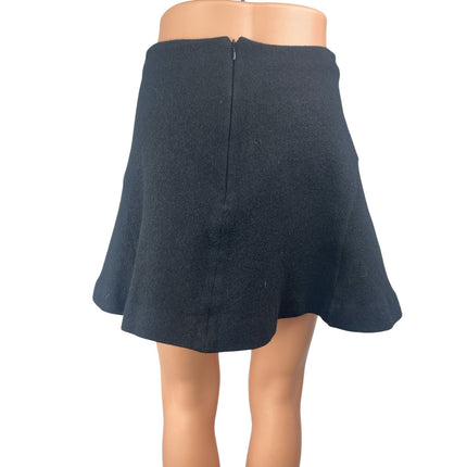 COS Black Wool High Waisted Back Zip Flounce Mini Skater Flare A-Line Skirt Sz M