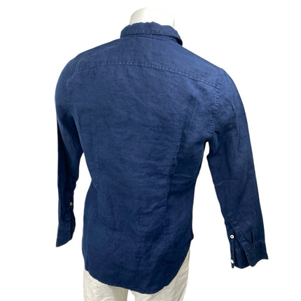 J.Crew 100% Linen Men's Blue Long Sleeve Collared Button Down Shirt Top Size 8