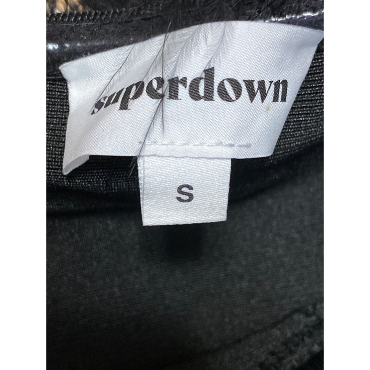 Superdown Ramona Black Feather Strapless Sleeveless Bandeau Corset Bustier Top S