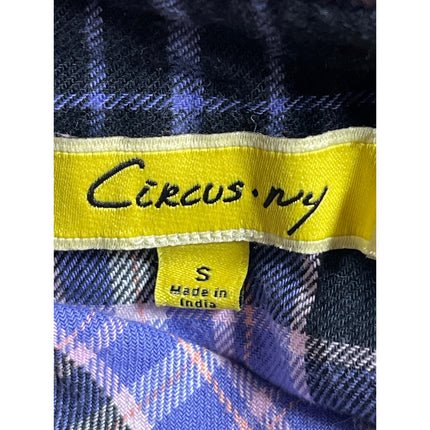 Circus NY Multicolor Plaid Colorblock Cutout Long Sleeve Mini Shirt Dress Size S