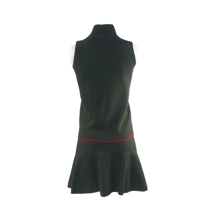 Zara Green Sleeveless Knit Tank Top & Mini Skirt Yoga Athletic Activewear Set S