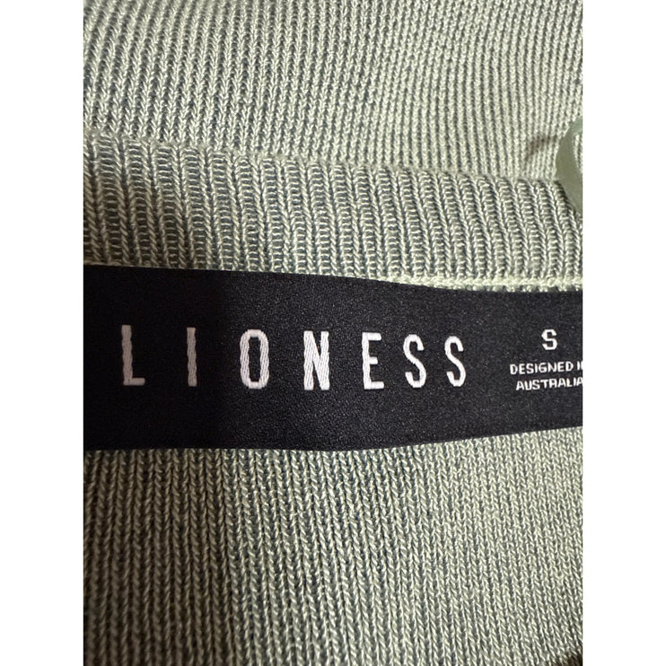 Lioness Green Knit Long Sleeve Ruched Tie Slim Mini Bodycon Sweater Dress Size S