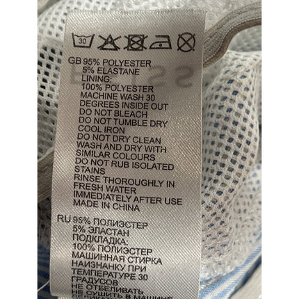 Reiss Mens Light Blue Striped Elastic High Waist Drawstring Board Shorts Size M