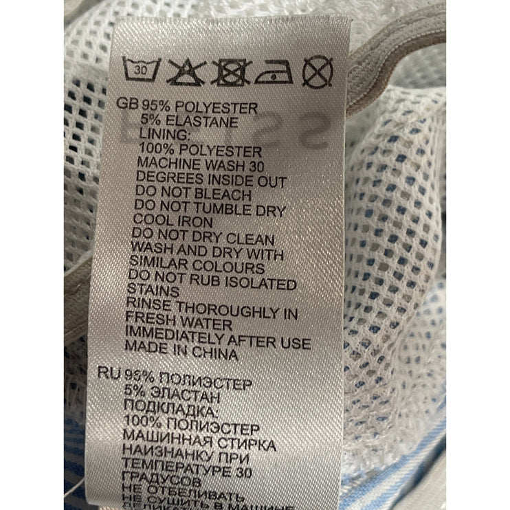 Reiss Mens Light Blue Striped Elastic High Waist Drawstring Board Shorts Size M