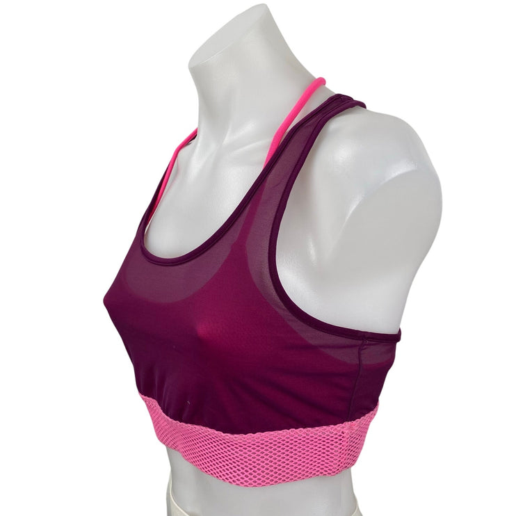 Alo Yoga Women's Pink Mesh Racerback Workout Athletic Sports Bra Crop Top Size M