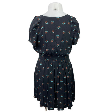 Free People Everyone's Favorite Black Short Sleeve Empire A Line Mini Dress XL