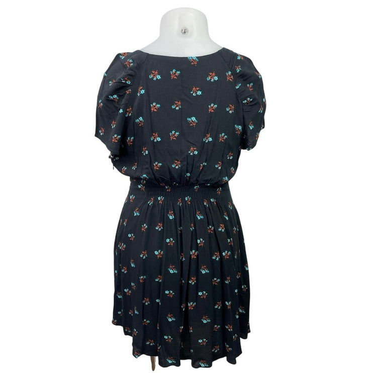 Free People Everyone's Favorite Black Short Sleeve Empire A Line Mini Dress XL