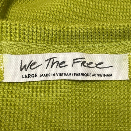 Free People We The Free Green Waffle Knit Tie Front Short Sleeve Crop Top Size L