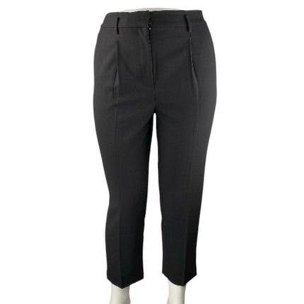 Ann Taylor Women's Black High Waisted Pleated Straight Trousers Pants Size 12